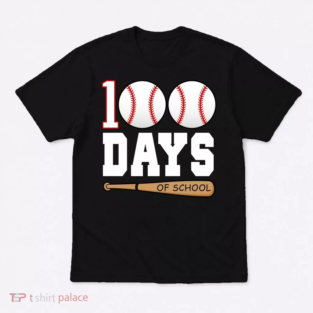 100 Days Of School Baseball Bat And Ball T-Shirt