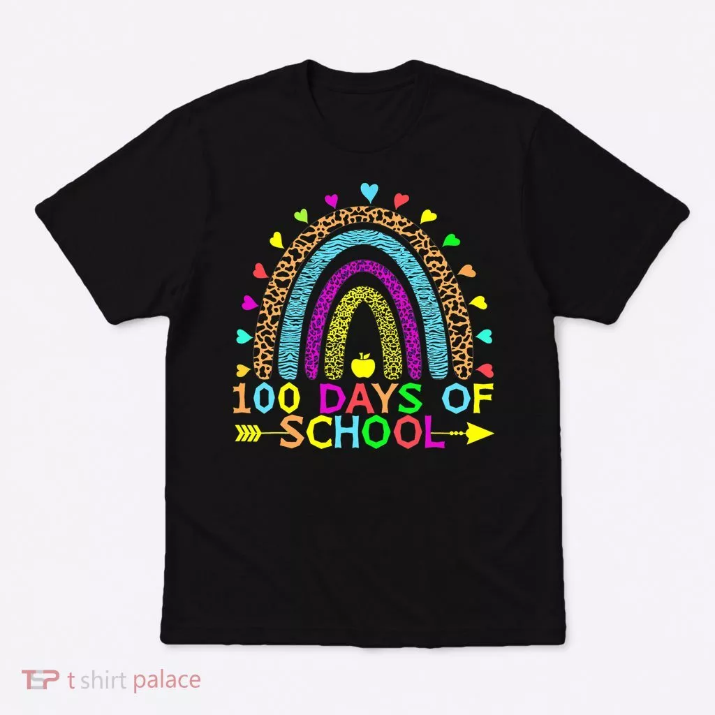 100 Days Of School Teacher Rainbow 100th Day Leopard Student T-Shirt