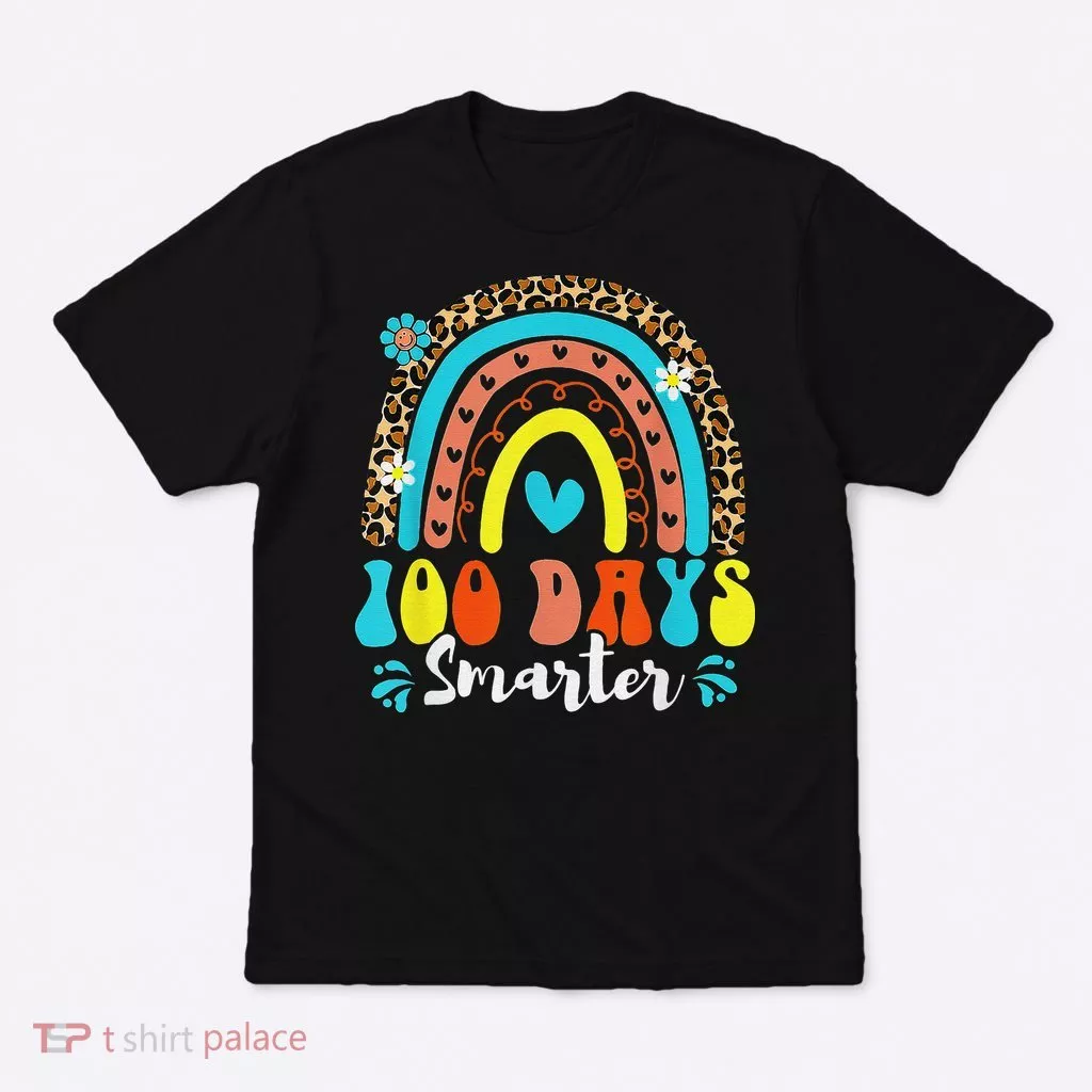 100 Days Smarter Rainbow Leopard Happy 100th Day Of School T-Shirt