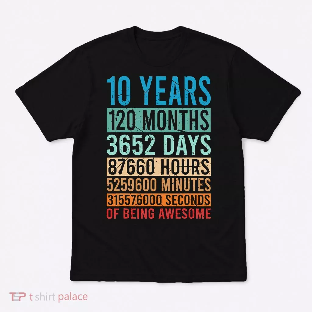 10th Birthday 10 Years Old Vintage Retro 120 Months T-Shirt