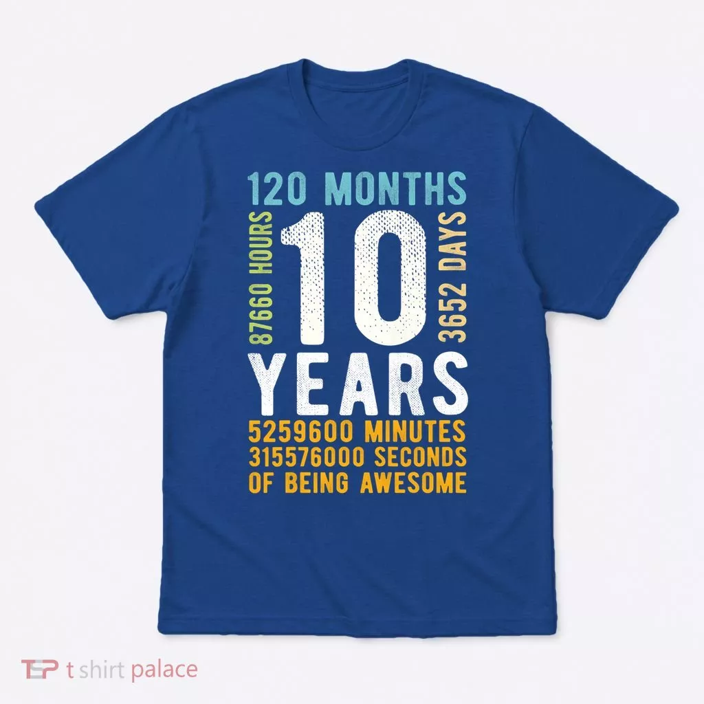 10th Birthday Gift 10 Years Old Vintage Retro 120 Months T-Shirt