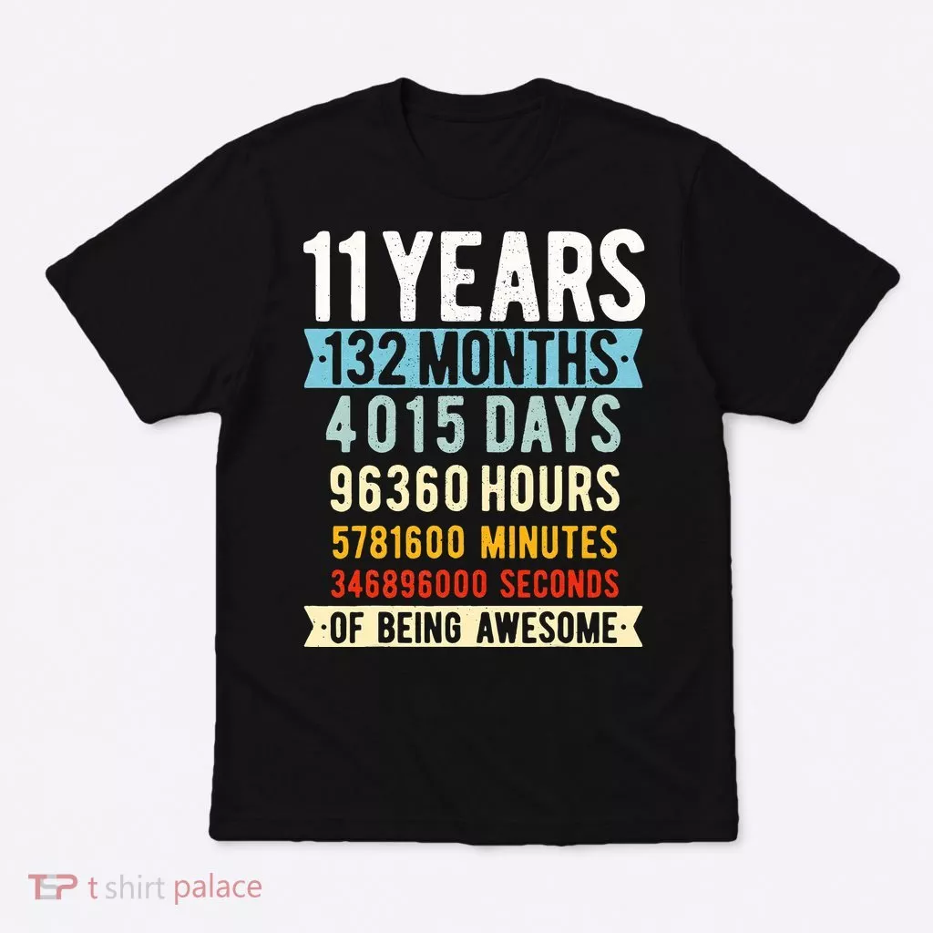 11th Birthday 11 Years Old Vintage Retro 132 Months Cute T-Shirt