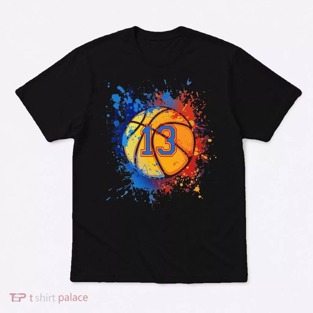 13th Birthday Party Thirteen 13 Year Old Basketball Bday T-Shirt