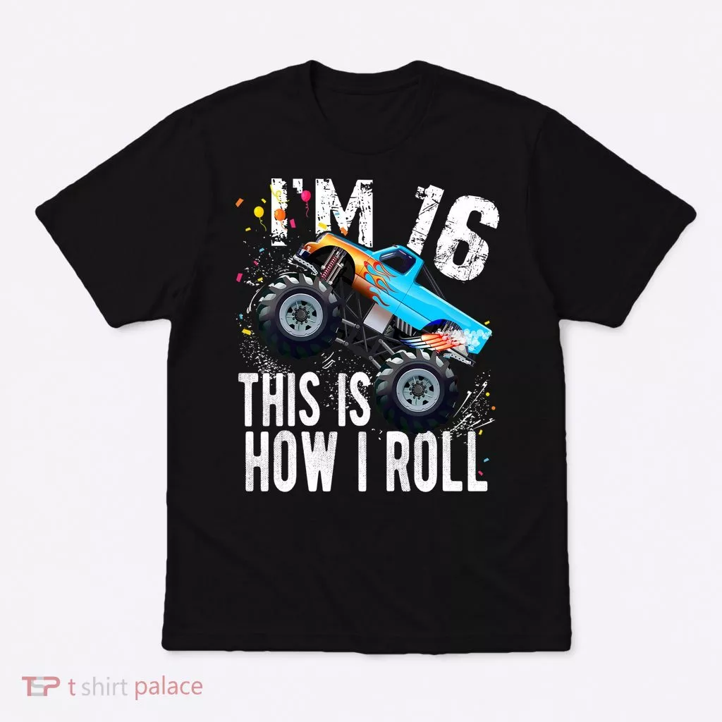 16 Year Old Gift Cool 16th Birthday Boy Gift For Monster Truck Car Lovers T-Shirt