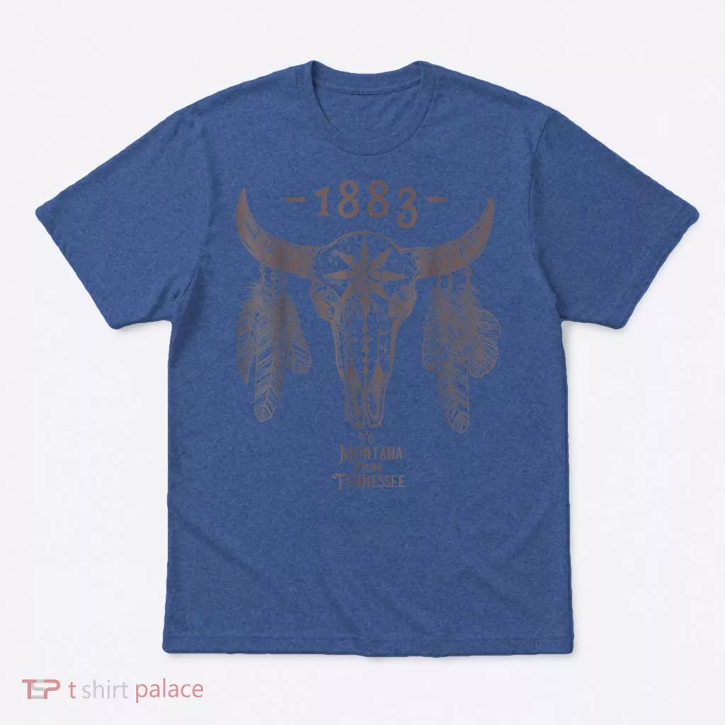1883 Boho Cow Skull Cute Country Western Yellow Stone T-Shirt