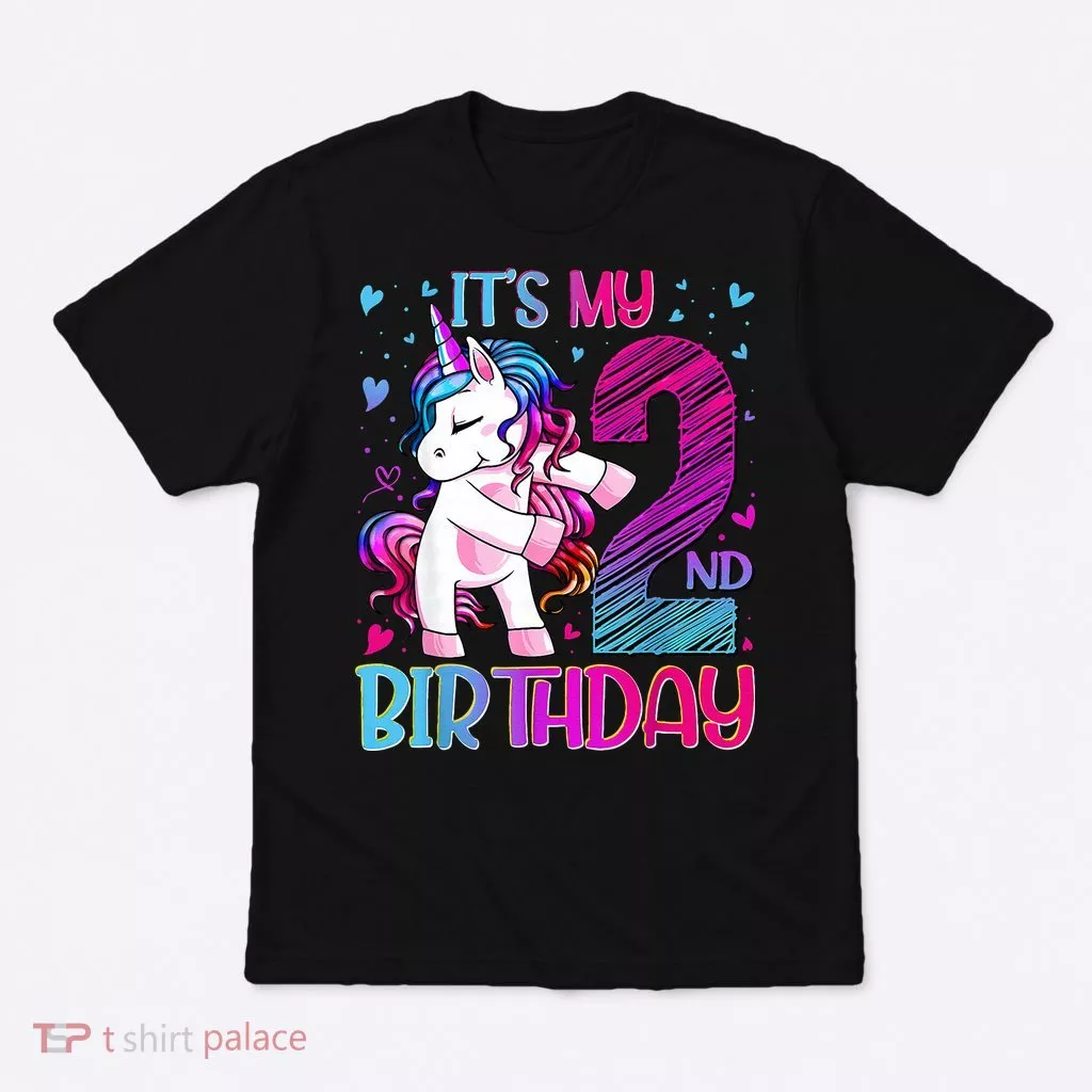 2 Years Old Unicorn Flossing 2nd Birthday Unicorn Party T-Shirt