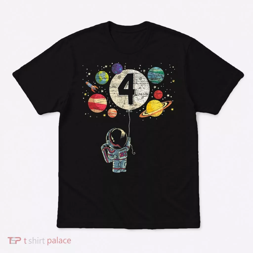 4 Years Old Birthday Boy Gifts Astronaut 4th Birthday T-Shirt