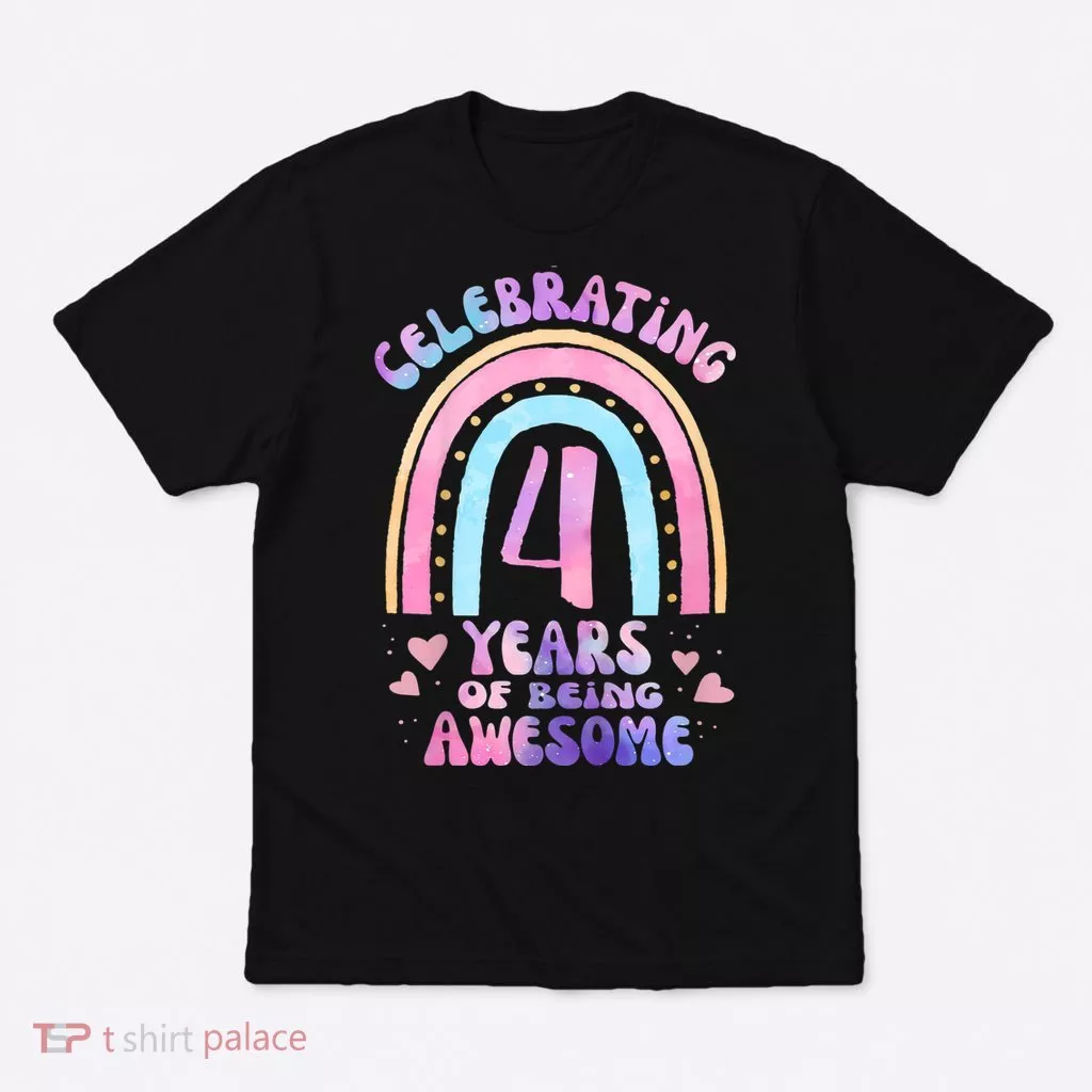 4th Birthday Girl Tie Dye 4 Years Of Being Awesome Bday T-Shirt