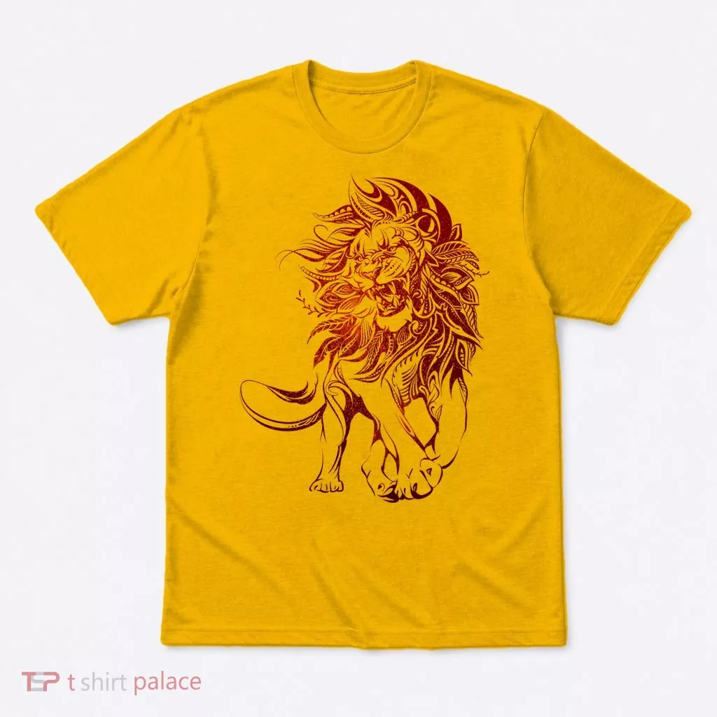 Zodiac Leo Lion Floral Tribal Design T-Shirt